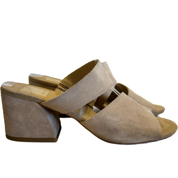 Dolce Vita Women's Jaiden Block Heel Sandals Suede Leather Tan Beige Size 7.5 - Picture 1 of 16
